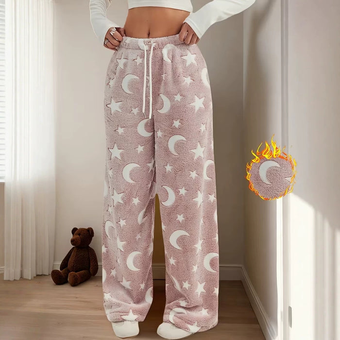 Pantalon de pyjama en flanelle pour femme, doublé en polaire, chaud, confortable, idéal pour dormir et se détendre à la maison en hiver