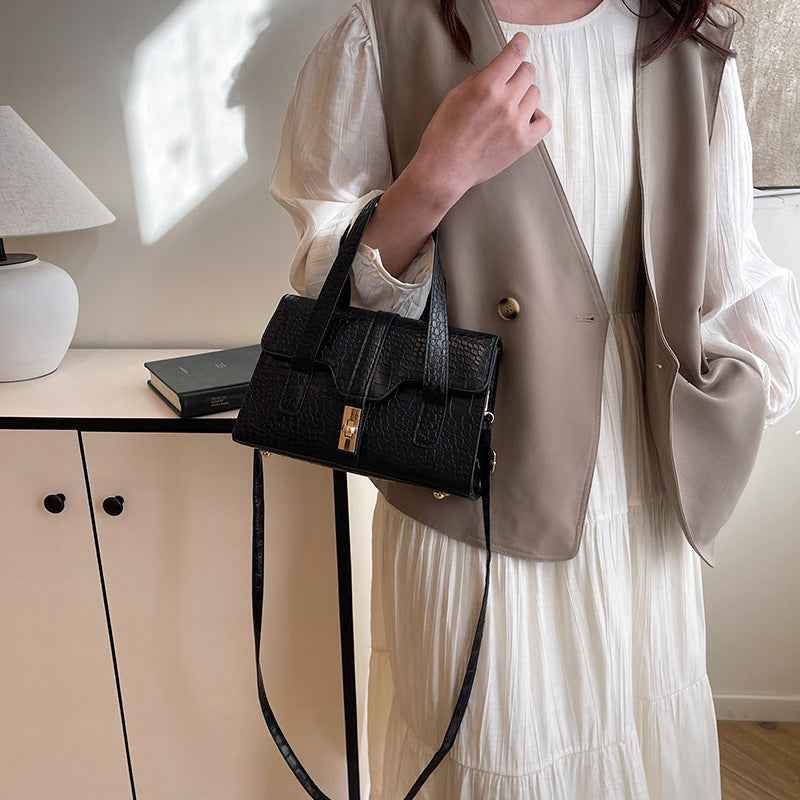 Fashionable Western-style Solid-color Crocodile-pattern Tote Bag