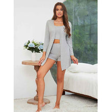Modal Cotton Ribbed Camisole Nightgown Three-Piece Loungewear Set Sexy Pajamas