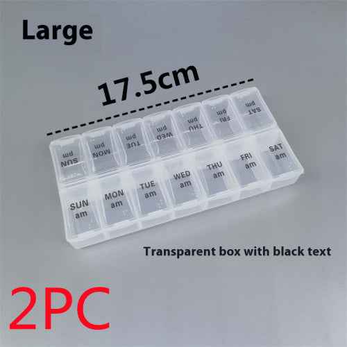 Big Small Size 14 Grid Week Pill Box Morning And Evening Color Week Pill Box Printing Russian English