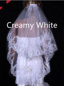 Bridal Sequined Polyester Veil Face Cover Two Layers Lace Sideband by Mirlaine Univers