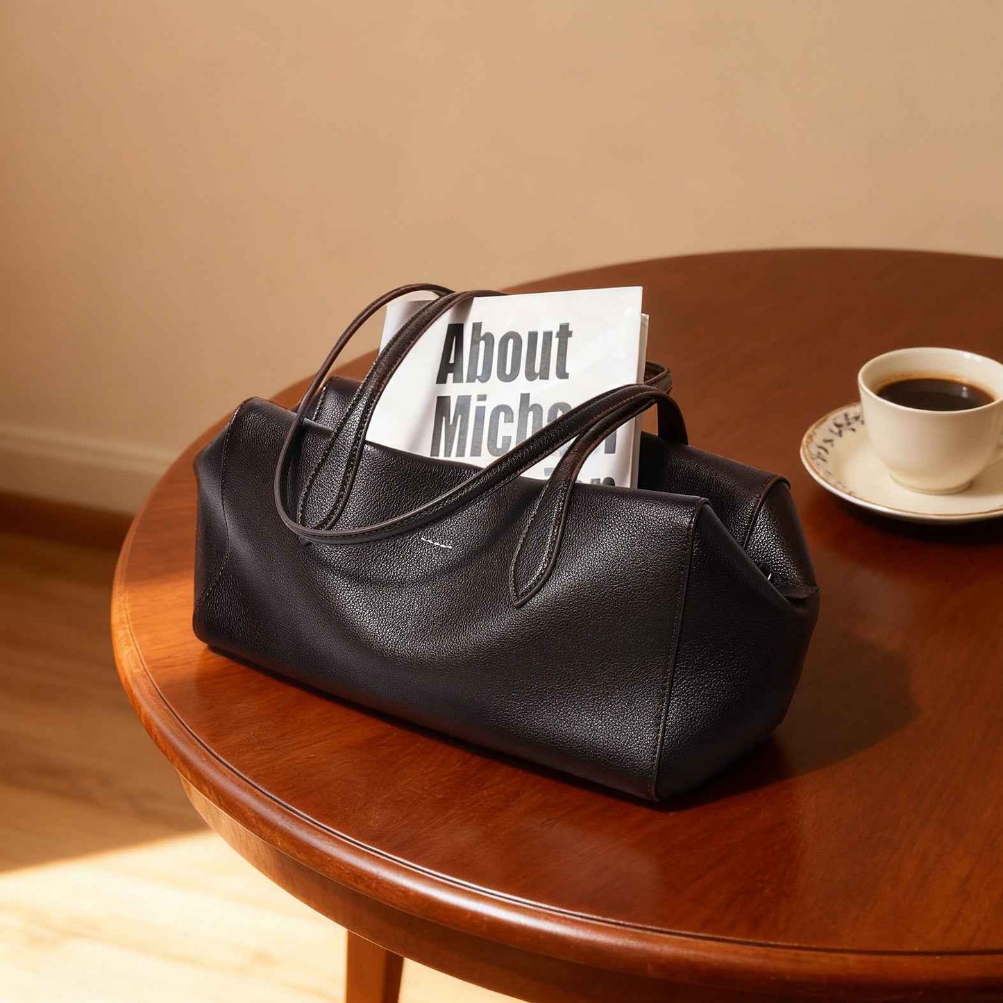 Womens Solid-Color High-Capacity Simple Commuter Tote Bag