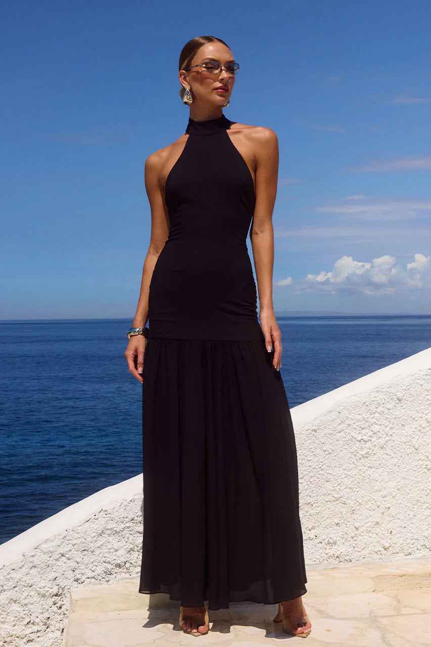 Flowing Resort-style Patchwork Maxi Dress, Fairy-like Gown