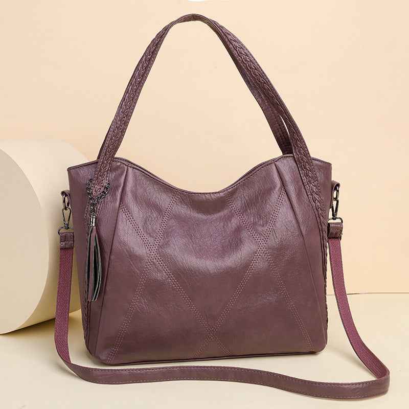Womens Soft-leather High-capacity Tote Bagcasual Minimalist And Versatile