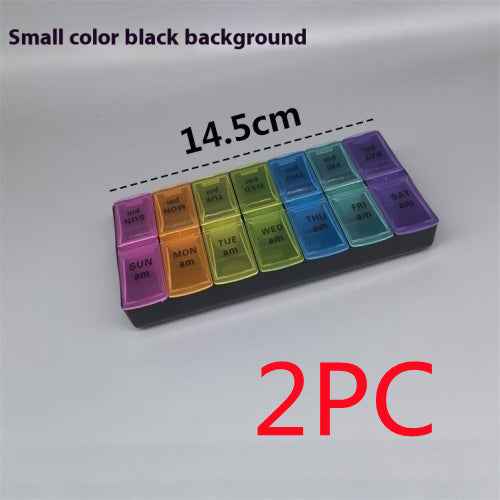 Big Small Size 14 Grid Week Pill Box Morning And Evening Color Week Pill Box Printing Russian English