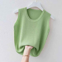 Women's Summer Ice Silk Round Neck Camisole Vest Knitted Bottoming Shirt