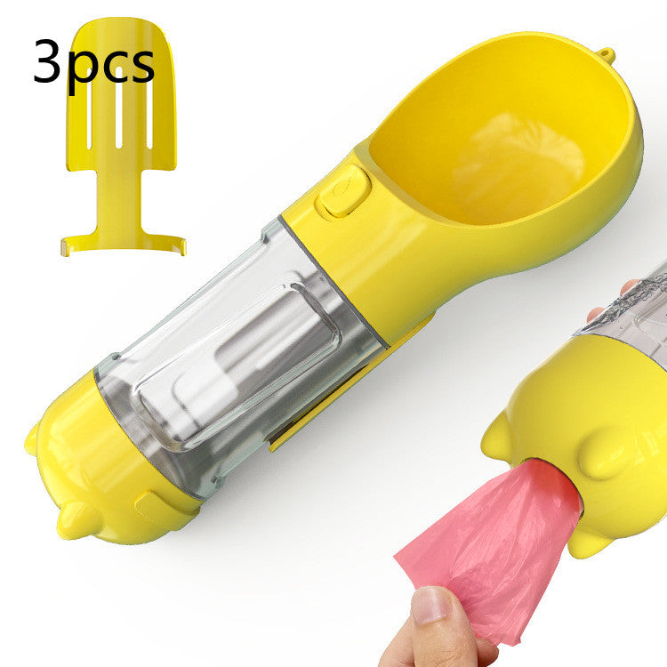 Pet Water Bottle Feeder Bowl Garbage Bag Storage Portable Pet Outdoor Travel 3 In 1 Dog Water Bottle by Mirlaine Univers