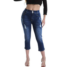 Womens Slim-Fit Plus-Size Denim Cropped Pants With Cuffed Hem