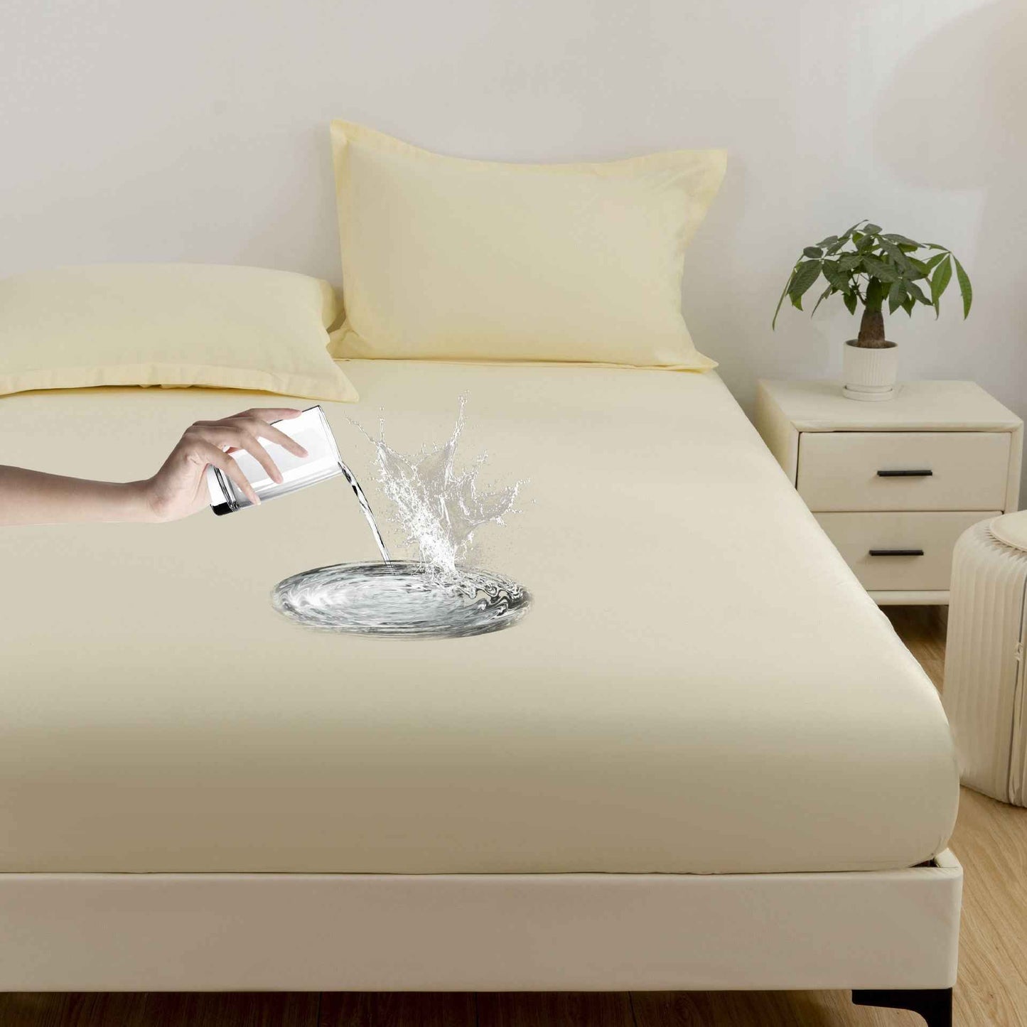 Solid Color Frosted Double Layer Water-proof Mattress Protective Cover Skin-friendly Soft Dustproof Protective Bedding
