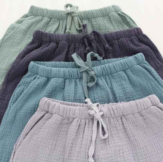 Men's Home Wear Loose-fitting Short Shorts Made Of Pure Cotton Crepe