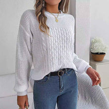 Women's Cable-Knit Lantern-Sleeve Pullover Sweater