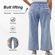 Plus-size Printed Ripped Flared Jeans For Women