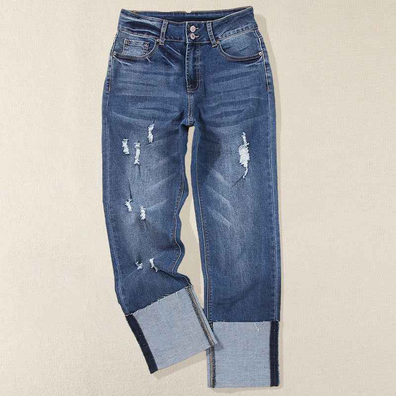 Harun Ankle-bite Ripped Cropped Pants For Women