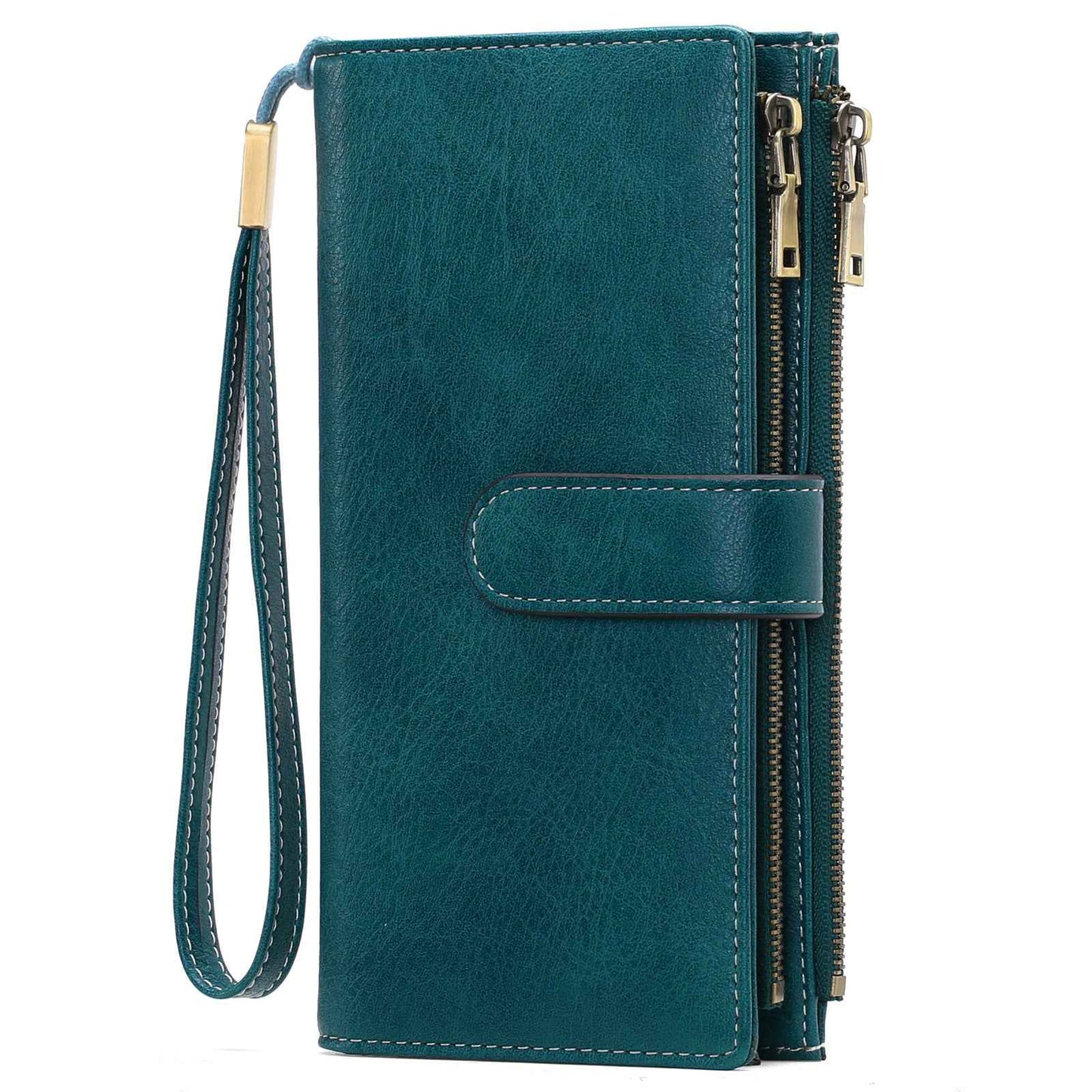 Womens Long Wallet Multi-functional Vintage Tri-fold Purse