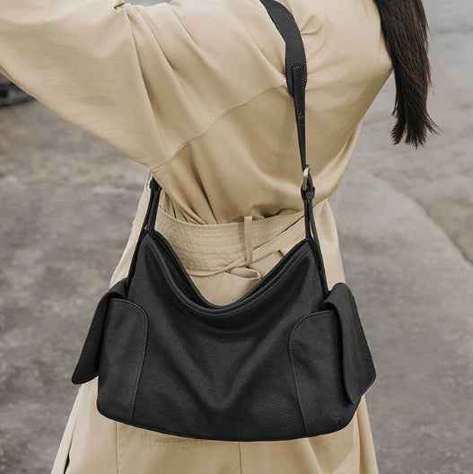 Large, Genuine Leather Crossbody Bag With Dual Handles