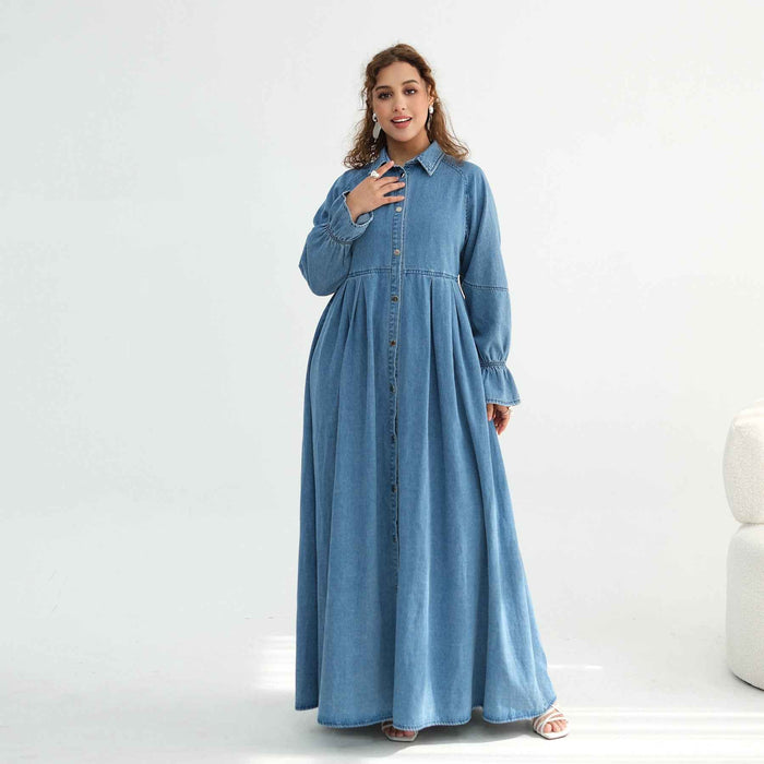 Robe en jean style européen et américain, robe longue style Moyen-Orient Dubaï