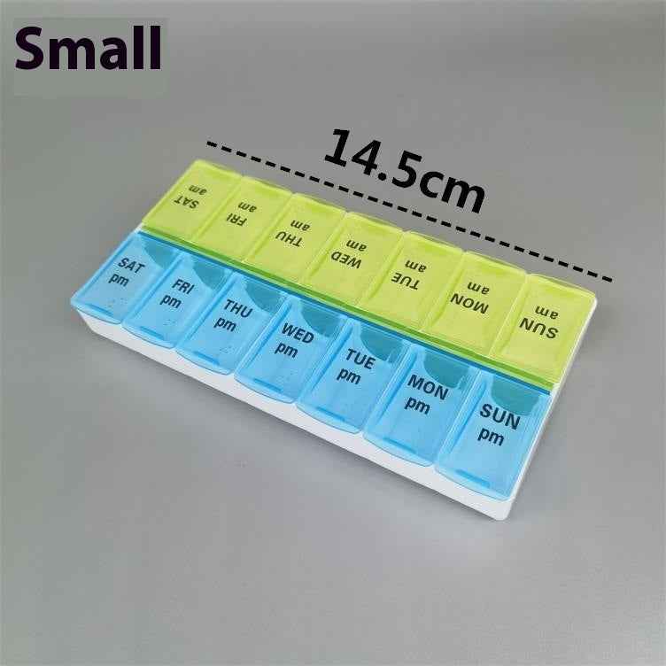 Big Small Size 14 Grid Week Pill Box Morning And Evening Color Week Pill Box Printing Russian English