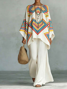 Women's Fashionable Printed Crew-Neck Casual Long-Sleeve Set