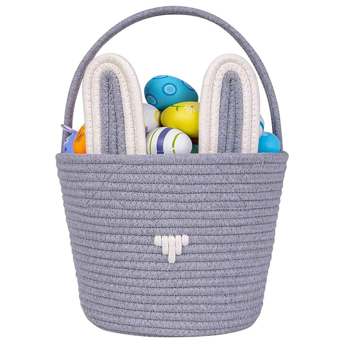 Easter Egg Portable Basket Cartoon Rabbit Hand-woven Cotton Cord Candy Bag