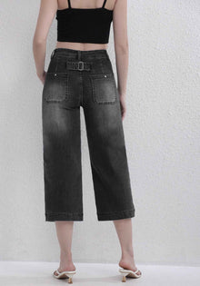 Stretchy Straight-leg Cropped Denim Jeans