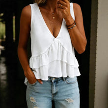SpringSummer Womens Solid-Colored V-Neck Ruffled Sleeveless Top Vest by Mirlaine Univers SpringSummer Womens Solid-Colored V-Neck Ruffled Sleeveless Top Vest Mirlaine Univers springsummer-womens-solid-colored-v-neck-ruffled-sleeveless-top-vest 0 SpringSummer Womens Solid-Colored V-Neck Ruffled Sleeveless Top Vest Mirlaine Univers SpringSummer Womens Solid-Colored V-Neck Ruffled Sleeveless Top Vest