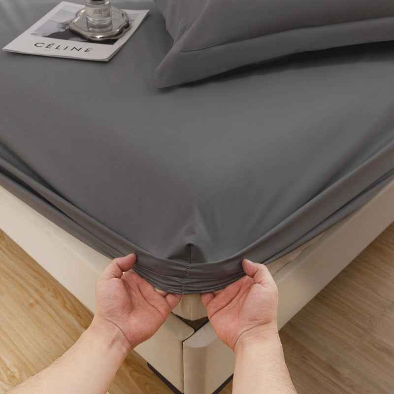 Solid Color Frosted Double Layer Water-proof Mattress Protective Cover Skin-friendly Soft Dustproof Protective Bedding