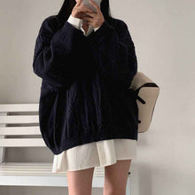 Retro Twist Lazy Large Design Loose Shoulder Pullover Sweaters Top