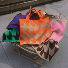 Knitted Womens Handbag With Patchwork Yarn