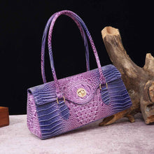 Womens Crocodile-Print Brahmin Shoulder Tote Bag