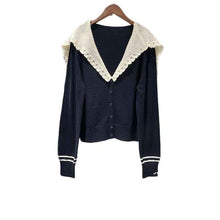 V-neck Crochet Shawl-Style Patchwork Knitted Cardigan