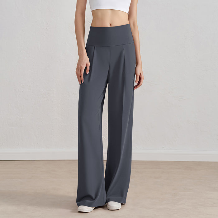 Pantalon de Pilates droit, taille haute, coupe large et décontractée au tombé élégant