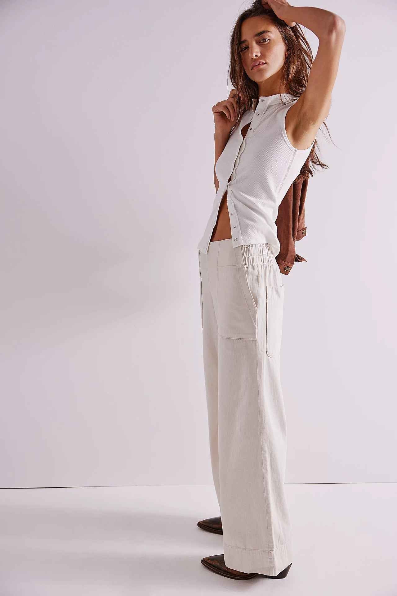 Fashionable Low-rise Non-stretch Denim Trousers Loose-fitting And Slimming