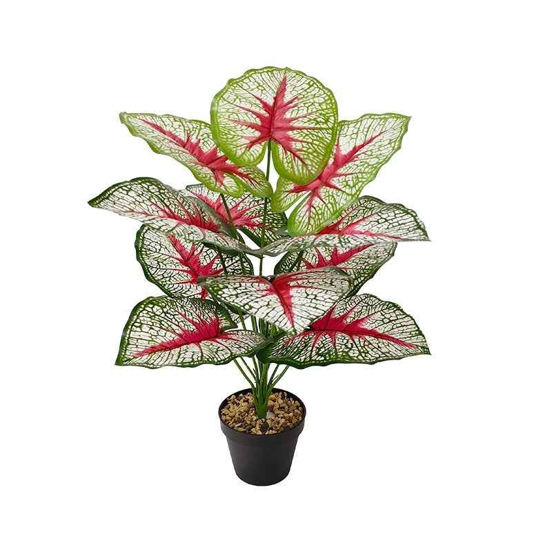 Artificial Green Plant White Green Color Taro Leaf Home Decorative Bonsai