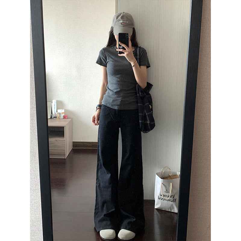 Black Flared Casual Jeans For Women