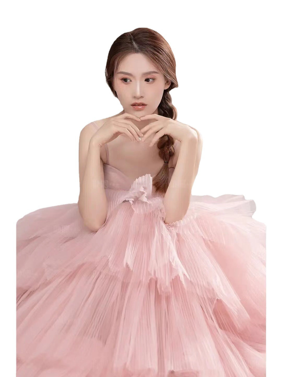 Elegant Girl's Wedding Photography Dress Pink White by Mirlaine Univers