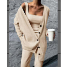 Knitted Three-Piece Women's New Coat Vest Pants Suit by Mirlaine Univers