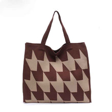 Knitted Womens Handbag With Patchwork Yarn