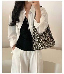 High-End Leopard-Print Design Tote Bag Large-Capacity Casual Shoulder Bag