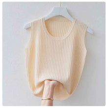 Women's Summer Ice Silk Round Neck Camisole Vest Knitted Bottoming Shirt