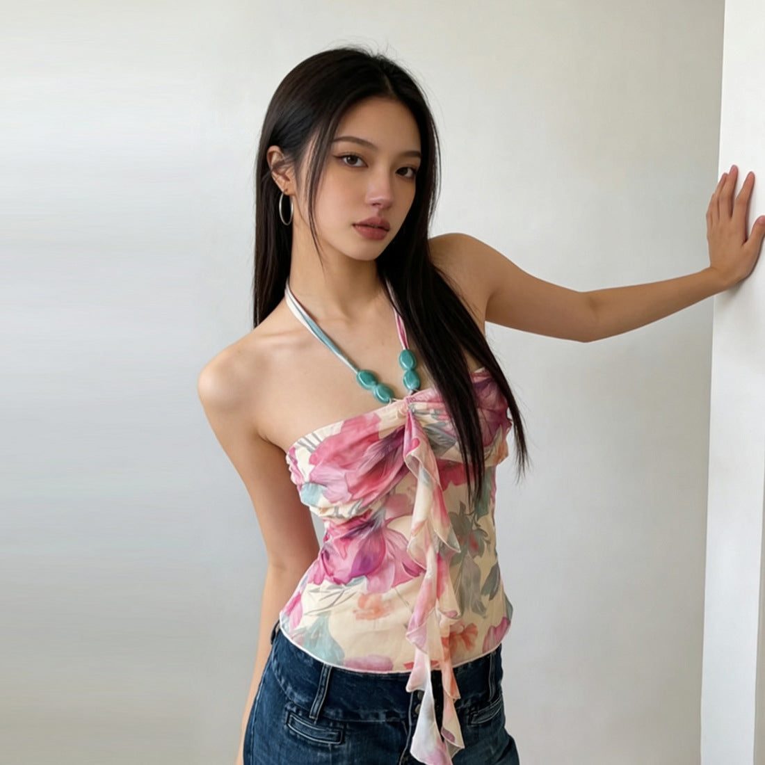 SpringSummer Chic Slim Fit Halterneck Printed T Shirt by Mirlaine Univers SpringSummer Chic Slim Fit Halterneck Printed T Shirt Mirlaine Univers springsummer-chic-slim-fit-halterneck-printed-t-shirt 0 SpringSummer Chic Slim Fit Halterneck Printed T Shirt Mirlaine Univers SpringSummer Chic Slim Fit Halterneck Printed T Shirt