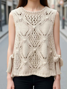 Hollowed-out Vintage Knit Vest Sweater