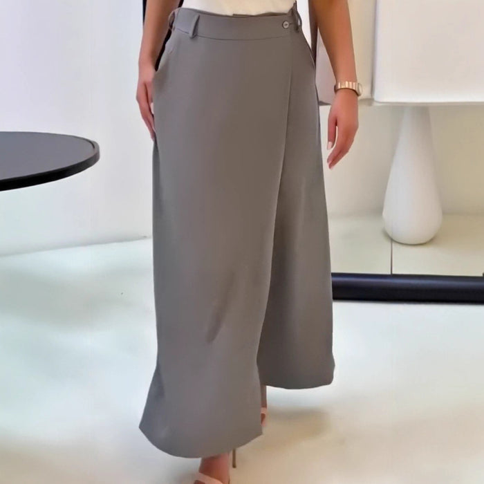 Pantalon-jupe large à taille élastique pour femme