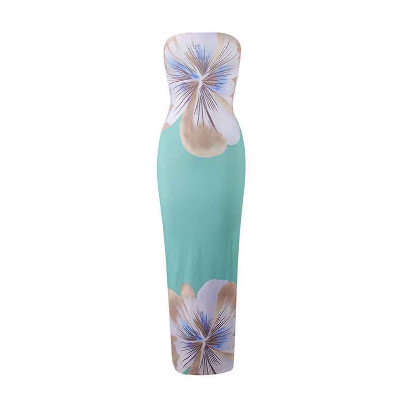 Womens Casual All-Match Fashionable Elegant Sexy Tube Dress Slim-Fit Long Dress