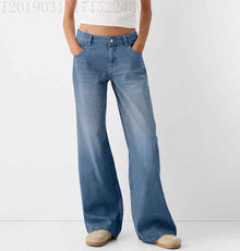 Womens Relaxed Wide-leg Denim Jeans In Solid Colorscasual And Versatile