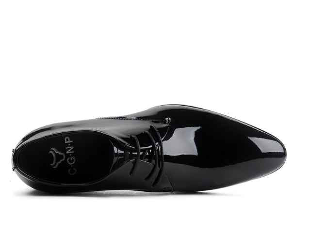 Leather Lace-up Glossy Wedding Shoes  Leather Pointed-toe