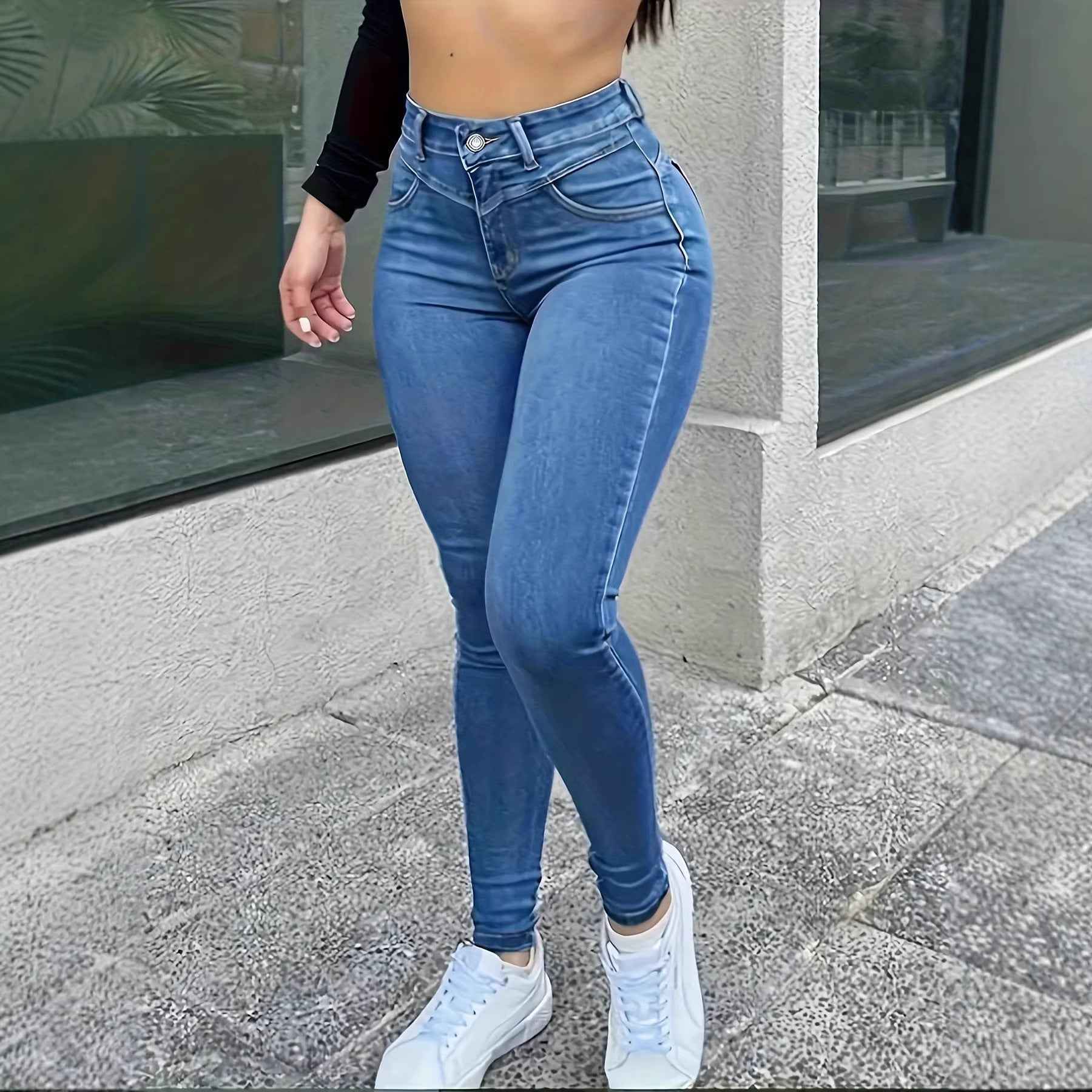 Slim-fit High-waisted Plus-size Jeans