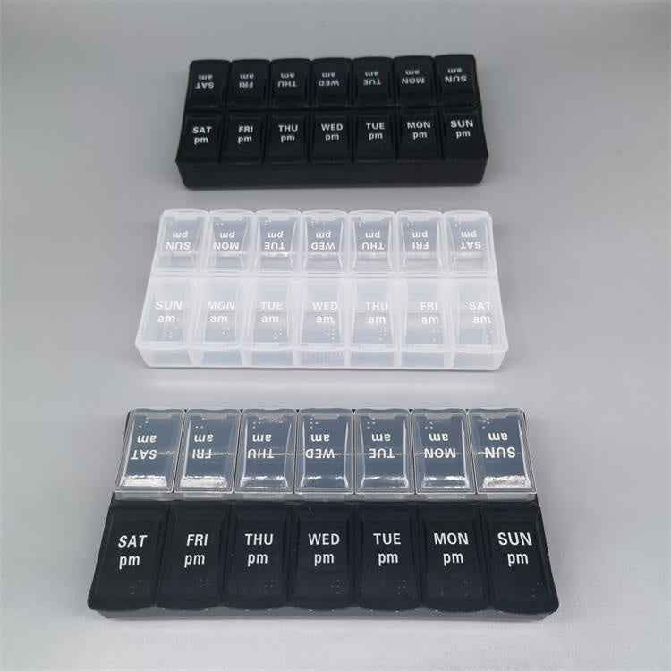 Big Small Size 14 Grid Week Pill Box Morning And Evening Color Week Pill Box Printing Russian English
