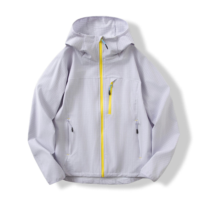 Men's Lightweight Breathable Outdoor Colorblock Zip Up Hooded Jacket, Quick Dry Wind Resistant Hoodie For Fall Hiking Travel Commute