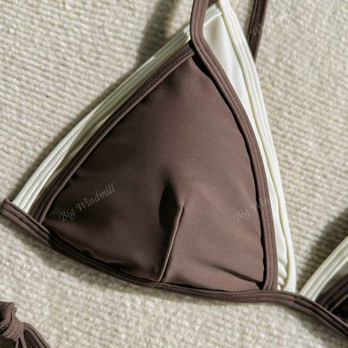 European And American-style Two-piece Contrast-color Three-piece Bikini With Adjustable Straps For Women