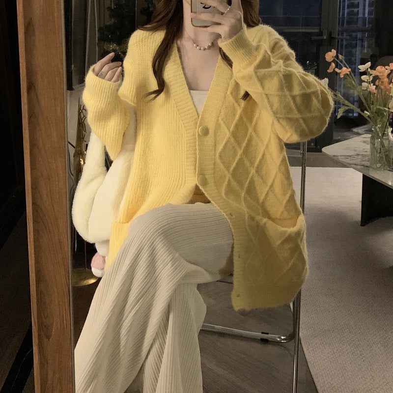 Maternity Autumn Wear Soft Cozy Padded Maternity Coat Knitted Cardigan